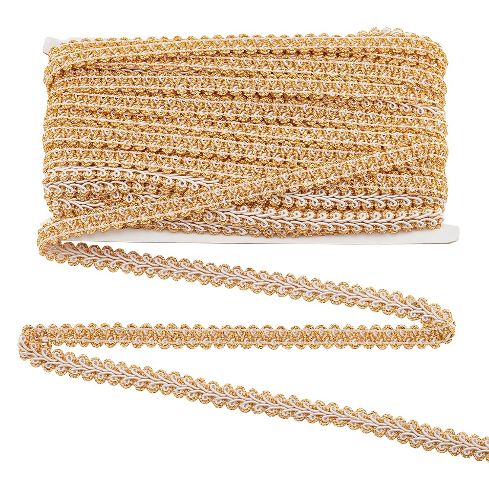 PH PandaHall Metallic Gimp Braid Trim, Embellishment Polyester Trim 3mm Wide Decorative Woven Lace Trim Ribbon Applique for Costume Dress Upholstery Home Decor DIY Sewing Craft,18.2m