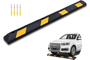 OrangeStar 72" Rubber Parking Curb, Heavy Duty Garage Floor Wheel Stopper w/Yellow Reflective Stripe for Car, Truck, Trailer