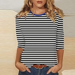 slqdgmryz 3/4 Sleeve Tops for Women Summer Striped