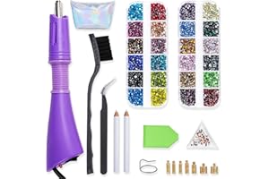 LKXHarleya Hotfix Rhinestone Applicator, Hot Fix Setter Wand Tool Bedazzler Kit Rhinestones Pen, Tips, 24 Colors Crystal Gems, Brush Cleaning kit 02