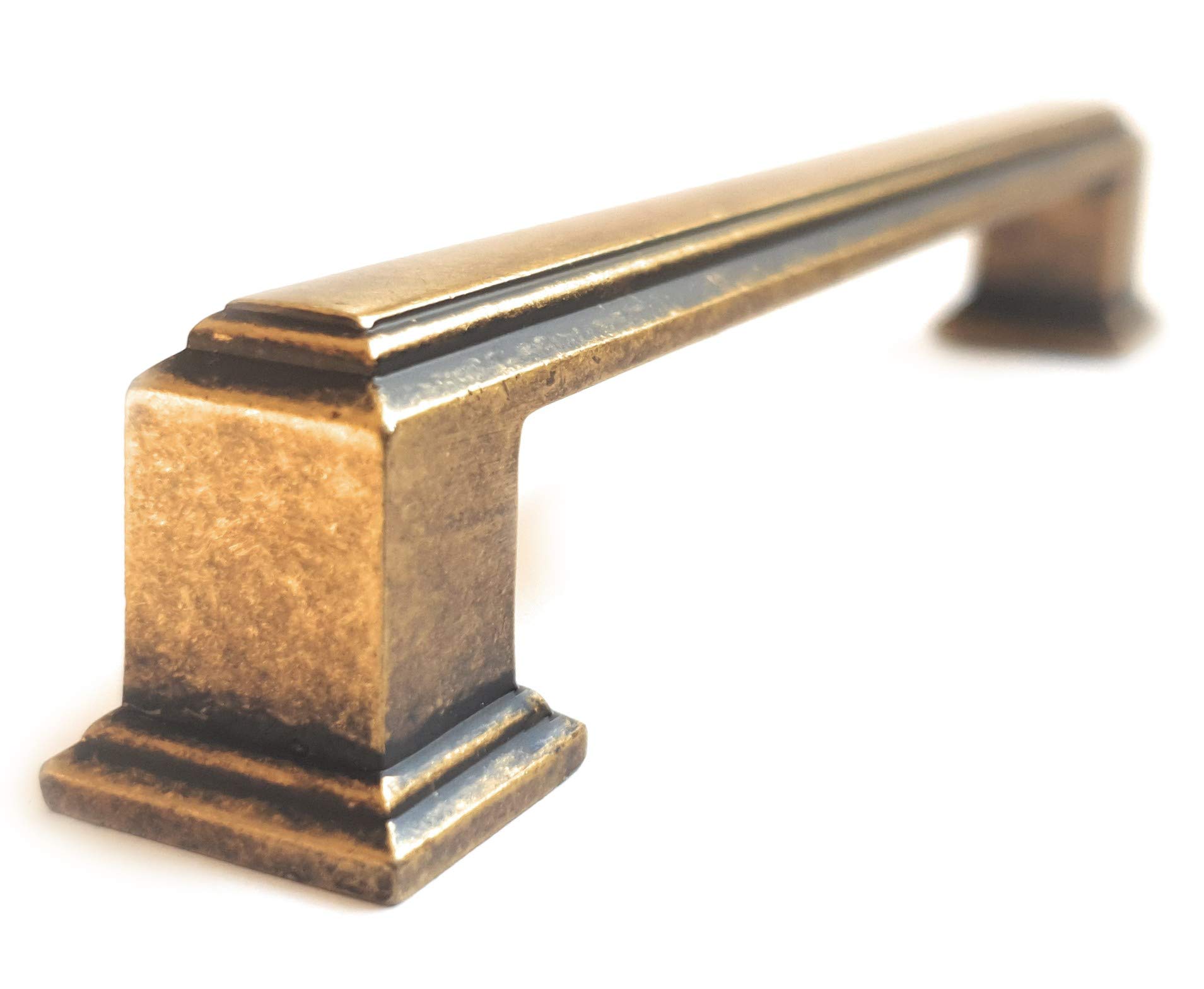 Set of 6 Art Deco Kitchen Cabinet Door Bar D Pull Handles, Cupboard Drawer Bedroom Furniture Bow boss Handles 128mm Deep Antique Brass