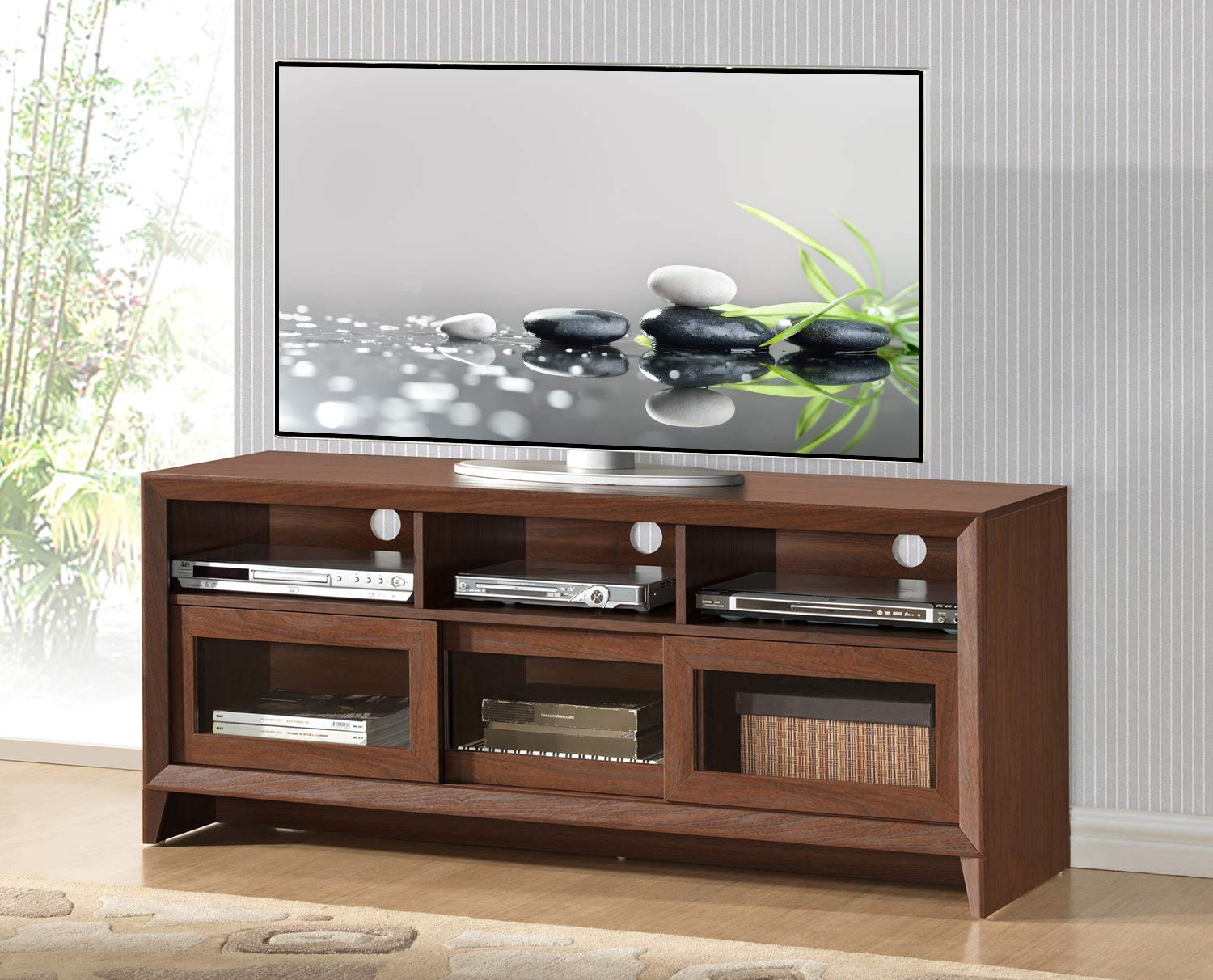Techni Mobili Modern Stand with Storage for TVs Up to 60", Hickory