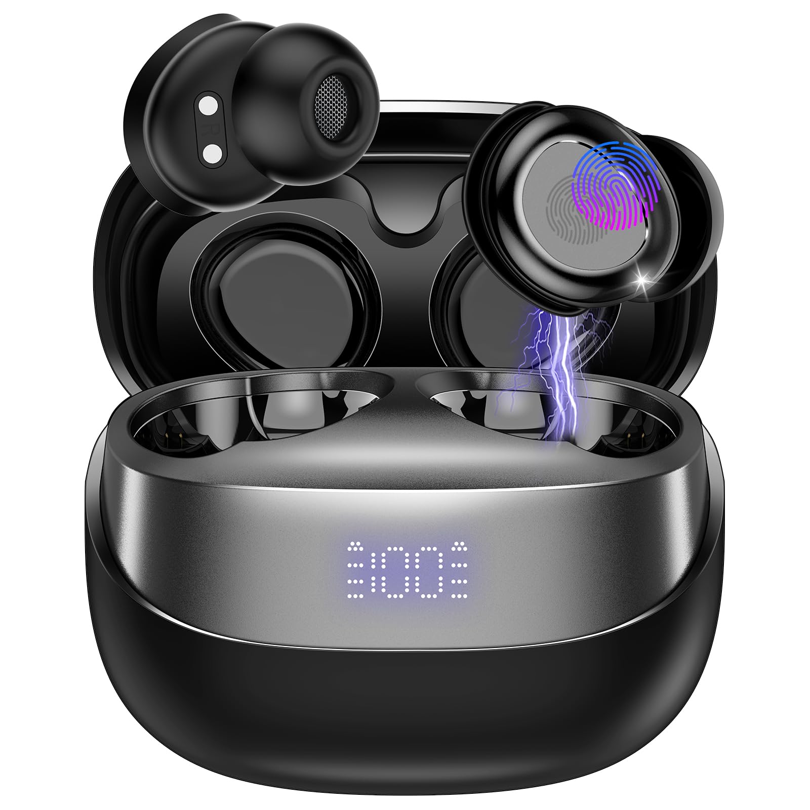Photo 1 of DUSONLAP Sleep Earbuds Bluetooth 5.4 in Ear Light-Weight Headphones, Mini Sleep Headphones Small Design for Side Sleepers, 47H Playtime with Charging Case, Clear Calls Earphones, Pure Black