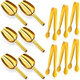 Jingmore Gold Stainless Steel Ice Scoop and Mini Tongs | Gold Scoops for Candy Buffet, Desserts Party,Scooping Coffee Beans Sugar Ice Cubes, Kitchen Dispenser Jars Serving