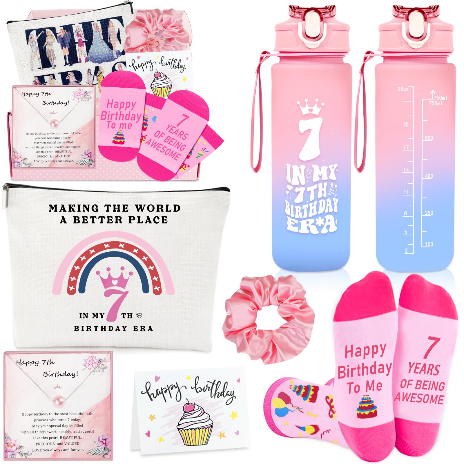 Photo 1 of Awfrky 7 Year Old Girl Gifts, Gifts for 7 Year Old Girls, Best 7th Girls Birthday Gift Ideas for Daughter, Sister, Niece, Granddaughter, 7th Birthday Decorations Gift for Sweet Teen Girl Set of 6