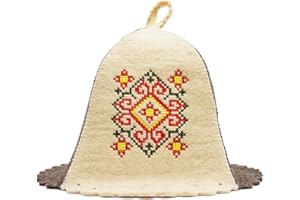 SHSH TRADE GROUP Ukrainian Wool Sauna Hat Embroidered Ornament Vyshyvanka - Sauna Hat Finnish Ukraine Sauna Hat Wool Russian Banya Hat for Men Sauna Hat for Men