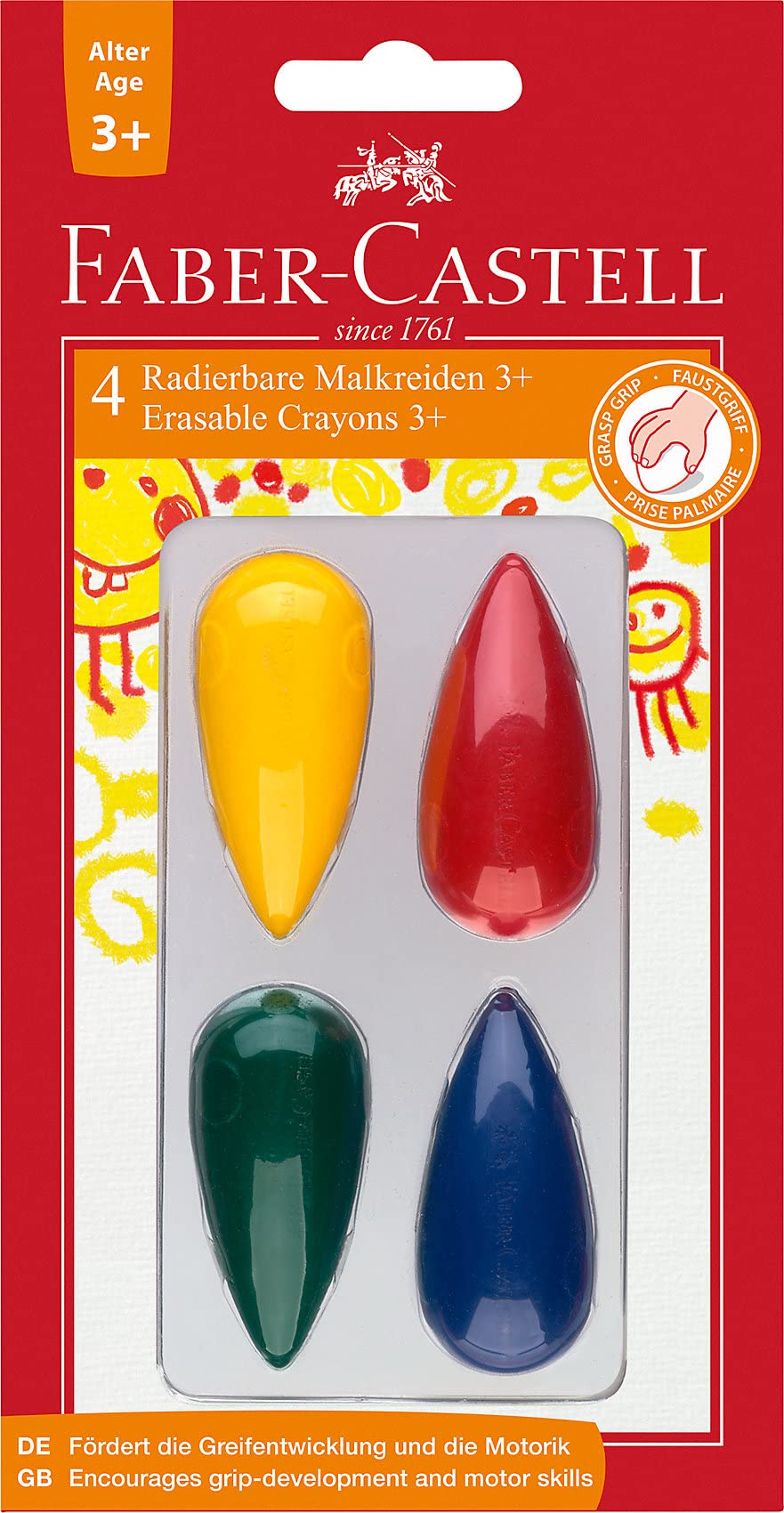 Faber-Castell Pear Shaped Easy Grip Crayons (Pack of 4)