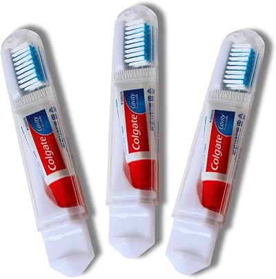 Colgate Travel Toothbrush Set of 3 - Foldable & Portable with Toothpaste