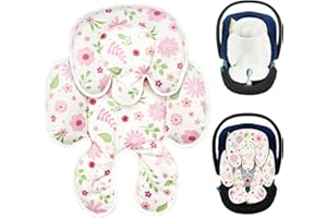SERAPHY Infant Car Seat Insert, 2-in-1 Newborn Carseat Insert, Universal Car Seat Head Support Baby, Breathable Mesh Newborn Insert for Carseat -Pink Flowers