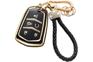 Gematay for Cadillac Key Fob Cover, Key Case Shell Compatible with Escalade CTS SRX XT5 ATS CT6 5 Buttons Remote Smart Key Protector