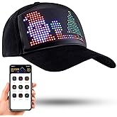 LIOVODE LED Hats, Baseball Caps Bluetooth Full Color Display Message Costume Cool Novelty Hat for Party Black