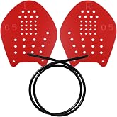 NQEUEPN Swimming Paddle Hands, Swimming Paddles Equipment Lightweight (Red) | Swim Training Paddles with Adjustable Straps Swim Hand Fins Swim Paddles for Lap Swimming Freestyle Butterfly Women and Men