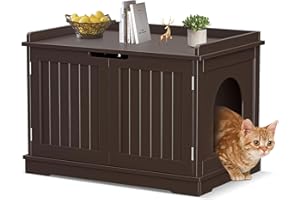 Pet Republic Hidden Cat Litter Box Enclosure Cat Litter Box Furniture Cat Washroom Cat House Table Nightstand (Coffee)