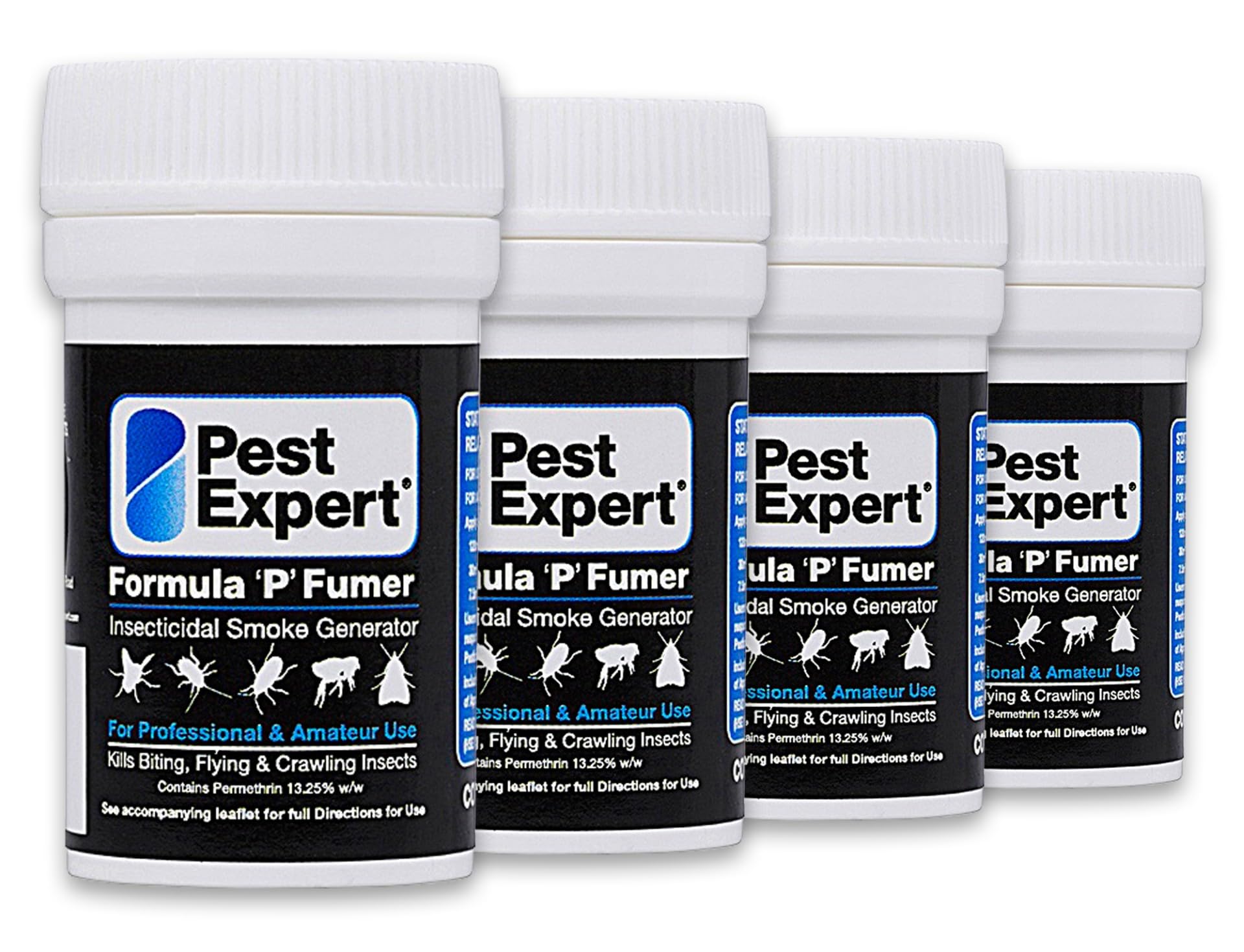 Pest Expert Cluster Fly Killer Smoke Bombs 4 x 3.5g - Formula 'P' Fumer Cluster Fly Bomb (HSE approved and tested – professional strength product)