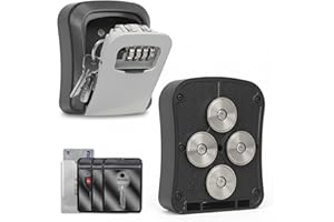 FEUNLEM Magnetic Key Box for Under Car, Waterproof Combination Lock Box with Strong Magnets, Resettable 4-Digit Code Holder for Car Truck SUV Outdoor Hide a Key