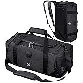 Gym Duffle Bag Backpack Waterproof Sports Duffel Bags Travel Weekender Bag for Men Women Overnight Bag with Shoes Compartment Black-Perfect Fathers Day Gifts for Dad/Men/Husband