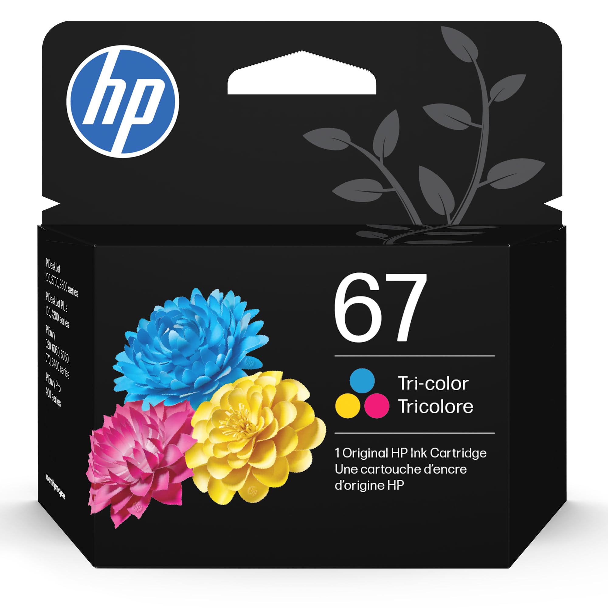 Cartucho de tinta tricolor HP 67 | Funciona con DeskJet 1255, 2700, 4100 Series, Envy 6000, 6400 Series | Elegible para Instant Ink | 3YM55AN | El embalaje puede variar