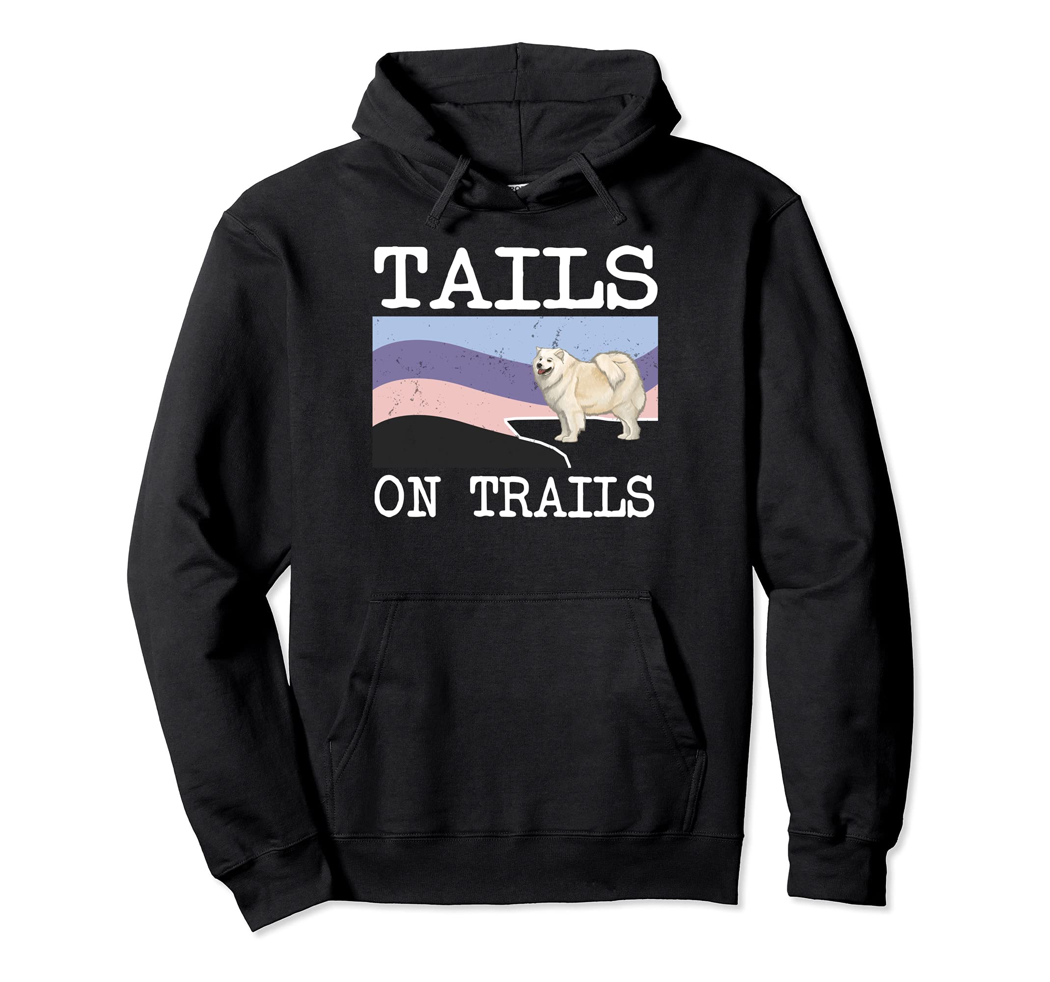 Samoyed Tails On Trails Funny Dog Hiking Pullover Hoodie