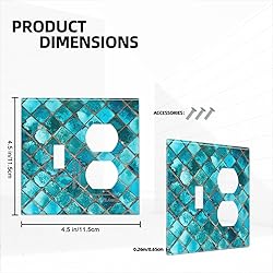 Moslion Teal Mosaic 1 Toggle 1 Duplex Outlet Cover
