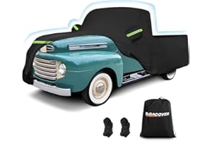 BIGACOVER Car Cover for Ford F100 Truck Cover, 420D Oxford Waterproof All Weather Heavy Duty Protection with Zipper Windproof for 1948-1983 Ford F100 1984-1986 F150 Short Bed Regular Cab 6.75'