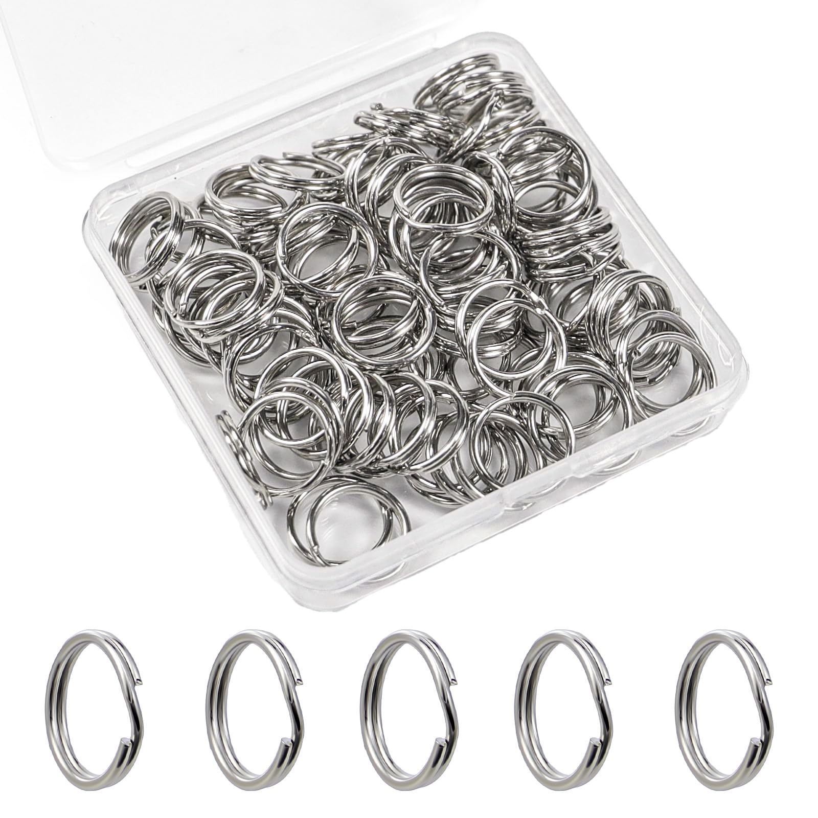 Photo 1 of 1/2'' 100PCS Small Split Key Rings for Keychains, Double Loops Metal Mini Key Ring for Jewelry Making Dog Luggage Tag Car Key DIY Crafts (Silver)