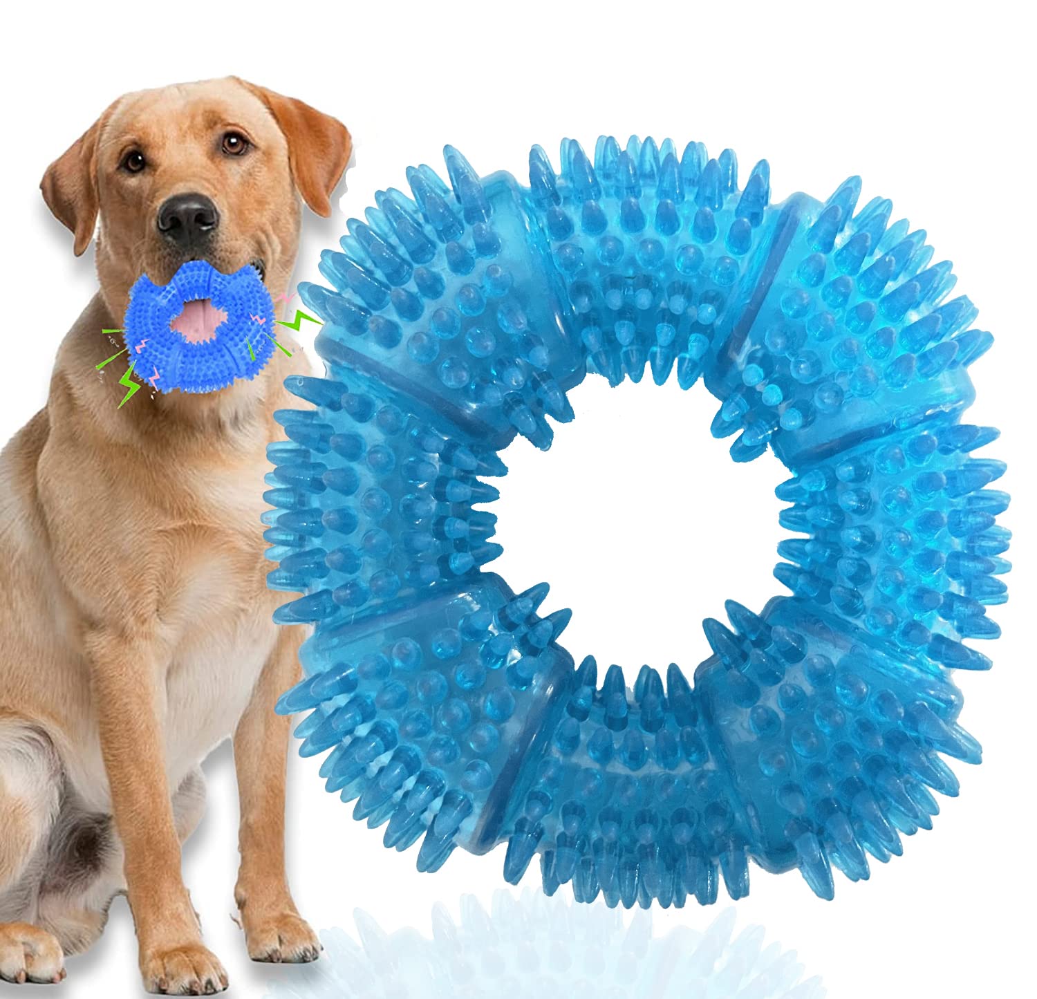 Cdycam Dog Chew Toy, Squeaky Dog Toys for Aggressive Chewers Medium Large Dogs, Rubber Dog Teething Toys