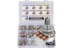 3PDT 45 pcs Potentiometer Assortment, rev Log, Reverse logarithmic = C, C1K, C5K, C10K, C20K, C50K, C100K, C250K, C500K, C1M