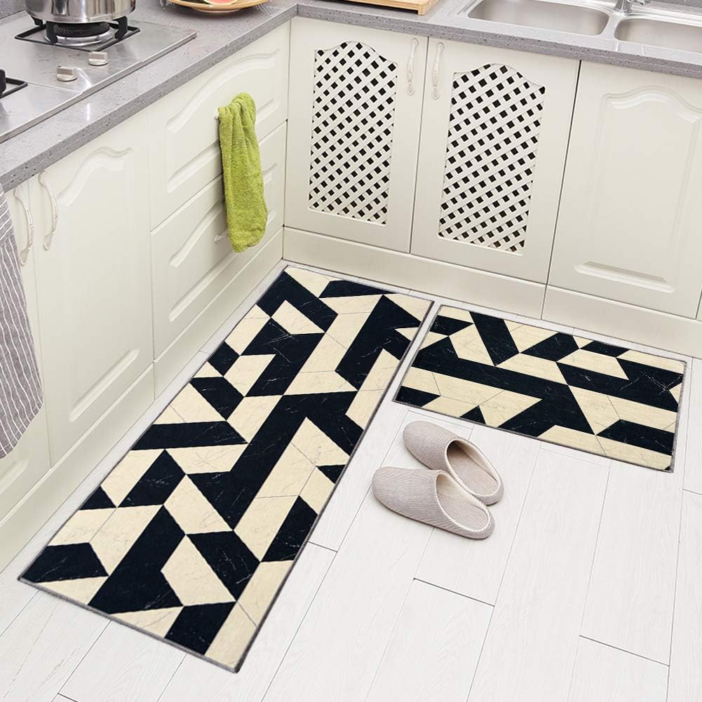 Carvapet 2 Pcs Nonslip Kitchen Mats and Rugs Washable Rubber Backing