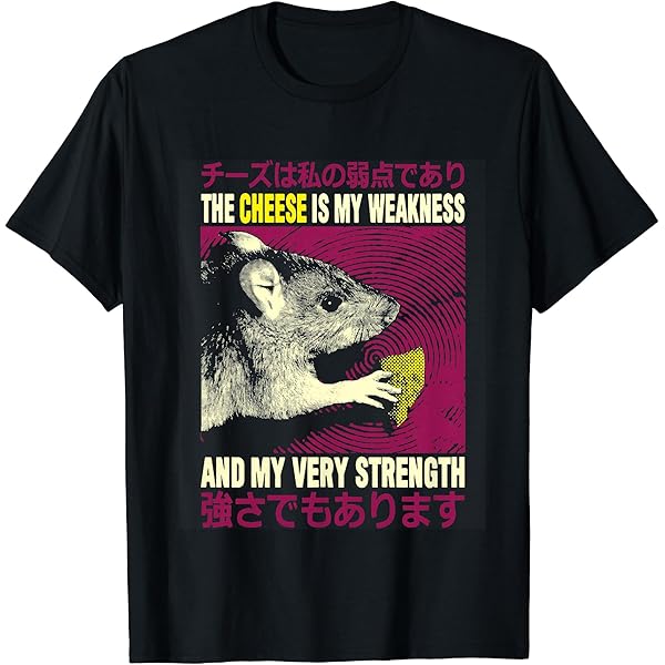 Amazon.com: Vintage The Cheese Is My Weakness Japanese Rat T-Shirt