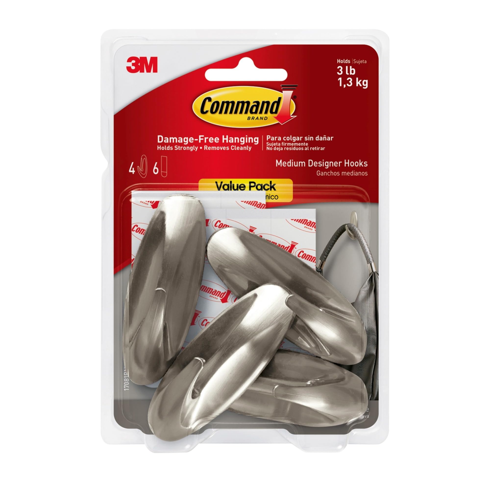 Command Designer Hooks Value Pack, Brushed Nickel