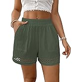 Bsubseach Womens Shorts for Women Casual Elastic Waisted 2026 Cotton Trendy Comfy Summer Shorts with Pockets