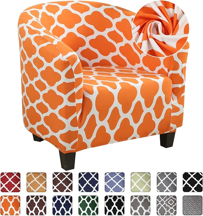 SearchI Printed Tub Chair Covers,1 Piece Armchair Covers Orange Elastic