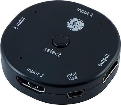 Amazon Com Ge 3 Dispositivo Hdmi Conmutador Uso Con 4k Tv Smart Tv Roku Xbox Ps3 Ps4 Fire Stick Dvd Blu Ray Fire Tv Hdtv Caja De Cable Pc 4k 1080p 30 Fps