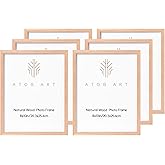 ATOBART 8x10 Picture Frames Solid Wood, 6 Pack OAK Photo Frame Set with Real Glass Cover, Natural Wood Color Frames, for Wall Mounting or Tabletop Display