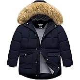 CTFASHION Boy's Winter Coat Waterproof Kids Puffer Jacket Thicken Parka Fleece Lined Bubble Ski Snow Outerwear with Fur Hood