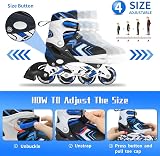 Nattork Adjustable Inline Skates for Boys Blue 4 Size 8 Wheels Light Up view 5