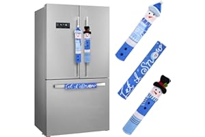 OurWarm Christmas Refrigerator Handle Covers Set of 3, Christmas Kitchen Decor Refrigerator Door Handle Cover, Xams Fridge Handle Covers Blue Snowman Decorations Indoor for Home Decor