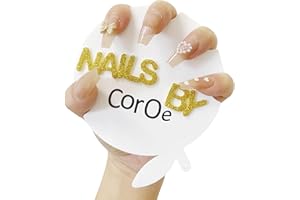 Leyabeautysupply Nail Prop for Picture Nail Display Professional Beauty Acrylic Nail Props for Nail Tech 3D Nail Technician Picture Prop for Nail Salon with 3D Stickers Gold Glitter