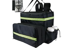 MEODOASSY Extral Large Food Delivery Backpack,17"x17"x16" Insulated Pizza Delivery Backpack fits 14'' 16'' Pizzas, Motorcycle Food Delivery Bag for Bike with 4 Pockets for Uber Eats, Doordash