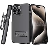BELTRON Case with Belt Clip for iPhone 15 Pro, Slim Full-Body Protective Grip Cover with Swivel Holster, Compatible with MagSafe, Horizontal Kickstand & Built-in Card Holder