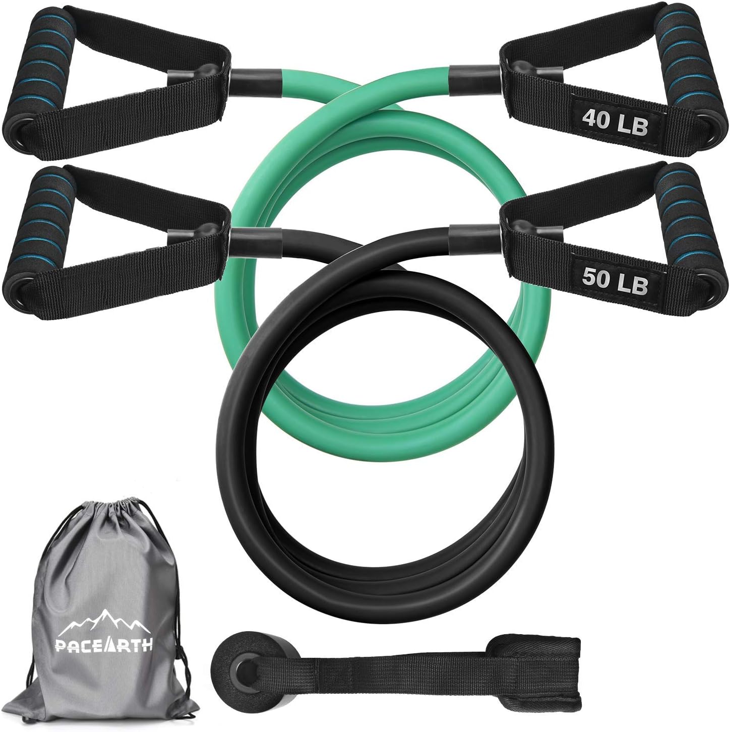 Resistance Bands Set Physical Therapy with Handles 59 inches Longer Exercise Bands with Upgraded Door Anchor and Waterproof Carry Bag Training Tubes for Resistance Training, Home Workouts…
