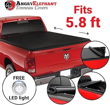 Amazon Com Angry Elephant Premium Roll Up Tonneau Truck Bed Cover By 2009 2014 Dodge Ram 1500 5 8 Ft Bed 69 6 Inch Without Ram Box Automotive