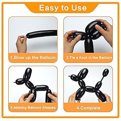 PIGETALE 260 Balloons 100PCS Black Twisting Animal