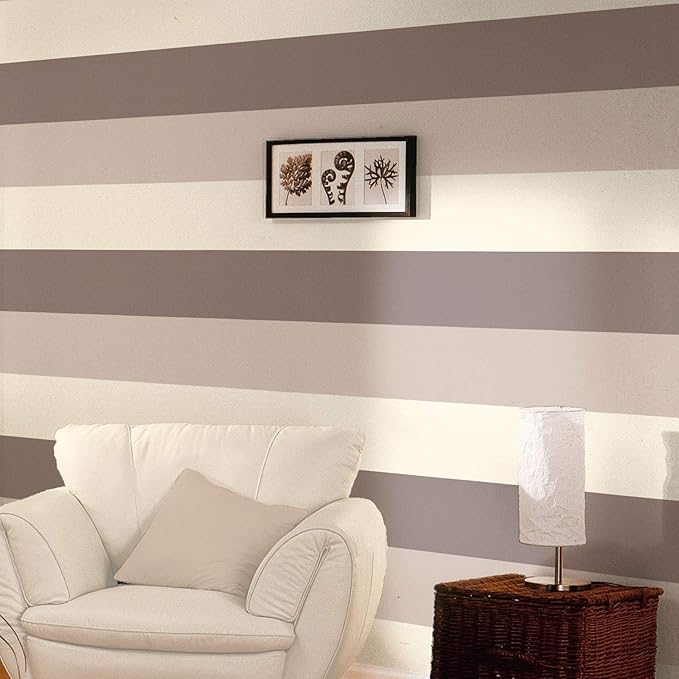 40928 Chocolate / Beige / Cream Bold Stripe Wallpaper Amazon