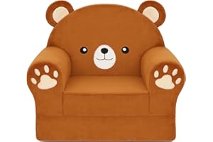 MONKISS Cute Toddler First Chair, Kids' Armchairs, Mini Couch for Baby, Brown Bear, 1~2.5 Years Old