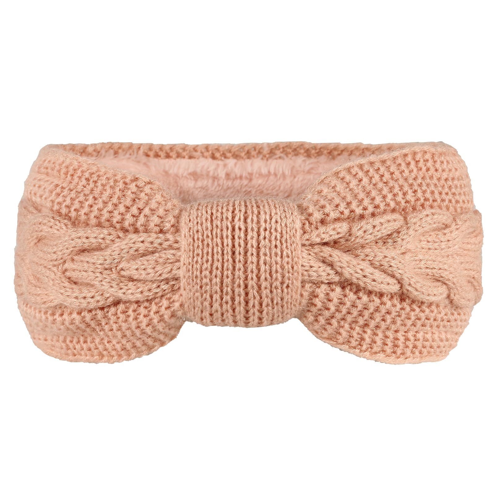 JK Home Winter Knitted Twist Knot Headband - Women Ear Warmer Chunky Crochet Braided Hair Band Wraps Turban Sports Yoga Hairband Fleece Lined Elastic Wide Headbands Ear Muffs for Women Girl Pink