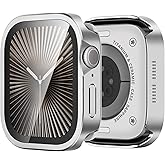 Bisikor 3 in 1 Metal Cases Compatible with Apple Watch Series 11/10 46mm Case Built-in Screen Protector, Straight Edge Rugged Protective Metal Cover with Back Cover for iWatch 46mm, Silver
