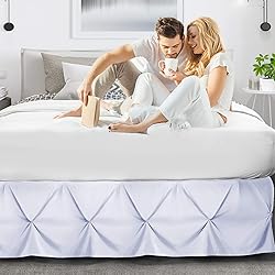 Nestl Ice Blue Bed Skirt Twin Size, Pinch Pleat