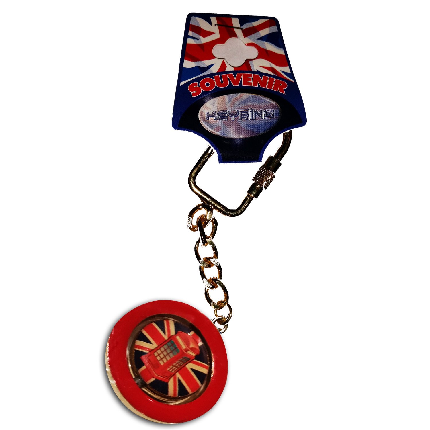 Union Jack Telephone Box Keychain - Spinning Metal Red Keyring/Key Chain Ring England UK British Souvenir