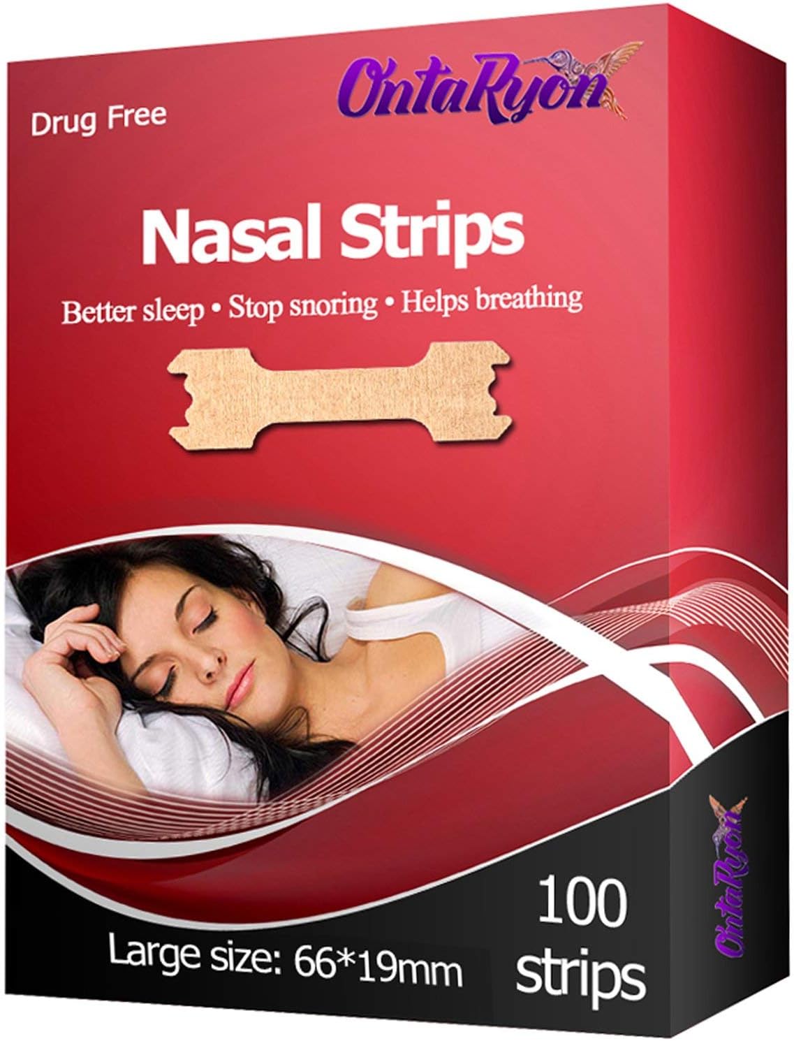 OntaRyon Nasal Strips (x100 Large), Snore Reducing Aids for Men and Women Helps Stop Snoring, Anti Snore Devices